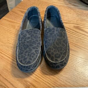 CROCS Black Leopard Print Slip-On Shoes